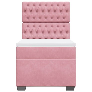 vidaXL Κρεβάτι Boxspring με Στρώμα Ροζ 100x200cm Βελούδινο 1 τεμ. - Μονό
