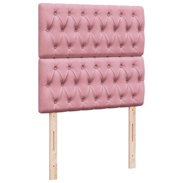 vidaXL Κρεβάτι Boxspring με Στρώμα Ροζ 100x200cm Βελούδινο 1 τεμ. - Μονό
