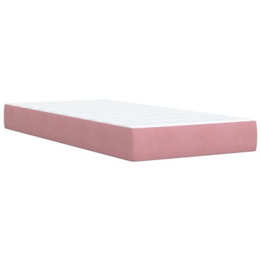 vidaXL Κρεβάτι Boxspring με Στρώμα Ροζ 100x200cm Βελούδινο 1 τεμ. - Μονό