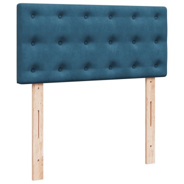 vidaXL Κρεβάτι Boxspring με Στρώμα Σκούρο Μπλε 90x200 εκ. Βελούδινο