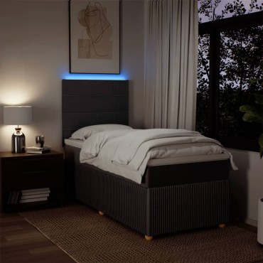 vidaXL Κρεβάτι Boxspring με Στρώμα Σκούρο Καφέ 100x200 εκ. Υφασμάτινο