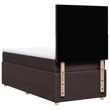 vidaXL Κρεβάτι Boxspring με Στρώμα Σκούρο Καφέ 100x200 εκ. Υφασμάτινο