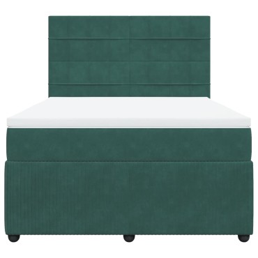 vidaXL Κρεβάτι Boxspring με Στρώμα Σκούρο Πράσινο 140x200εκ. Βελούδινο