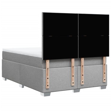 vidaXL Κρεβάτι Boxspring με Στρώμα Ανοιχτό Γκρι 140x200 εκ. Υφασμάτινο