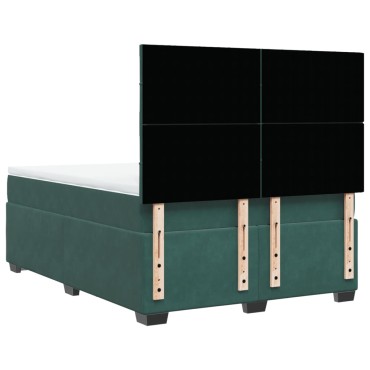 vidaXL Κρεβάτι Boxspring με Στρώμα Σκούρο Πράσινο 140x200εκ. Βελούδινο