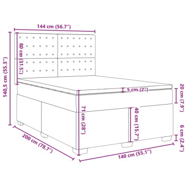 vidaXL Κρεβάτι Boxspring με Στρώμα Ανοιχτό Γκρι 140x200 εκ. Υφασμάτινο