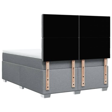 vidaXL Κρεβάτι Boxspring με Στρώμα Ανοιχτό Γκρι 140x200 εκ. Υφασμάτινο