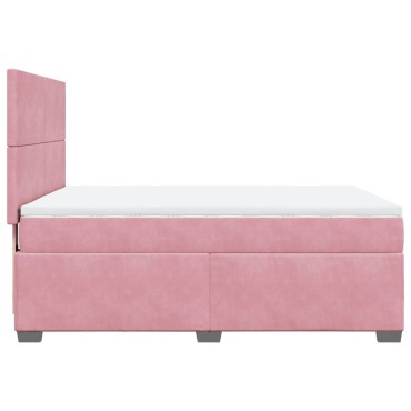 vidaXL Κρεβάτι Boxspring με Στρώμα Ροζ 140x200 εκ. Βελούδινο