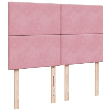 vidaXL Κρεβάτι Boxspring με Στρώμα Ροζ 140x200 εκ. Βελούδινο