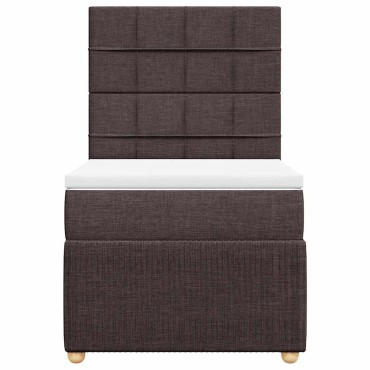 vidaXL Κρεβάτι Boxspring με Στρώμα Σκούρο Καφέ 90x200 εκ. Υφασμάτινο