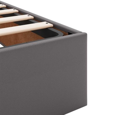 vidaXL Οθωμανικό κρεβάτι με στρώμα Γκρι 100x200cm Faux Leather
