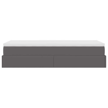 vidaXL Οθωμανικό κρεβάτι με στρώμα Γκρι 100x200cm Faux Leather