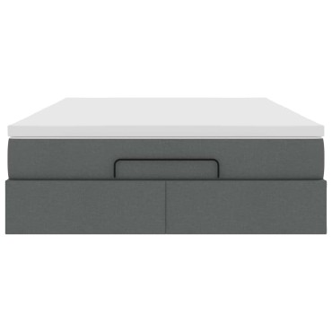 vidaXL Οθωμανικό κρεβάτι με στρώμα Σκούρο γκρι 140x200cm ύφασμα