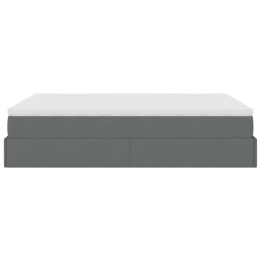 vidaXL Οθωμανικό κρεβάτι με στρώμα Σκούρο γκρι 140x200cm ύφασμα