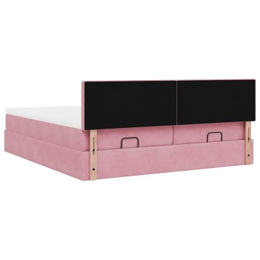 vidaXL Οθωμανικό κρεβάτι με στρώματα ροζ 180x200cm Velvet