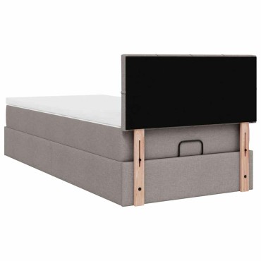 vidaXL Οθωμανικό κρεβάτι με στρώμα Taupe 100x200cm ύφασμα