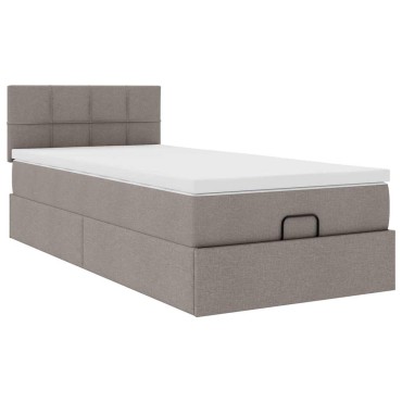vidaXL Οθωμανικό κρεβάτι με στρώμα Taupe 100x200cm ύφασμα