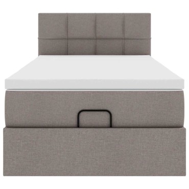 vidaXL Οθωμανικό κρεβάτι με στρώμα Taupe 100x200cm ύφασμα
