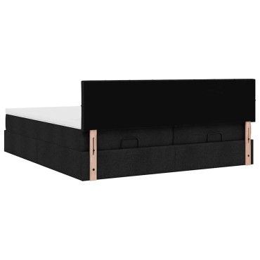 vidaXL Οθωμανικό κρεβάτι με στρώματα Μαύρο 180x200cm Ύφασμα