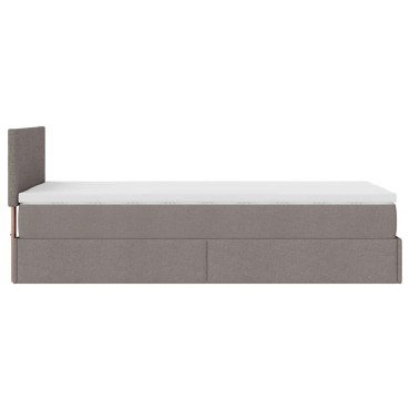 vidaXL Οθωμανικό κρεβάτι με στρώμα & LEDs Taupe 100x200 cm Ύφασμα