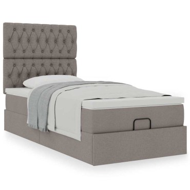 vidaXL Οθωμανικό κρεβάτι με στρώμα Taupe 100x200cm ύφασμα