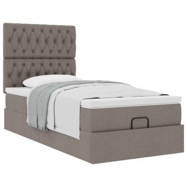vidaXL Οθωμανικό κρεβάτι με στρώμα Taupe 100x200cm ύφασμα