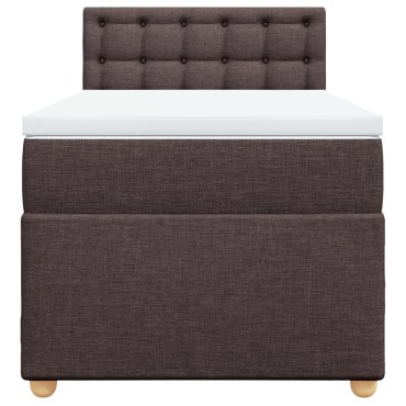 vidaXL Κρεβάτι Boxspring με Στρώμα Σκούρο Καφέ 100x200 εκ. Υφασμάτινο