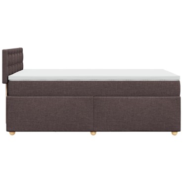 vidaXL Κρεβάτι Boxspring με Στρώμα Σκούρο Καφέ 100x200 εκ. Υφασμάτινο