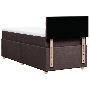 vidaXL Κρεβάτι Boxspring με Στρώμα Σκούρο Καφέ 100x200 εκ. Υφασμάτινο