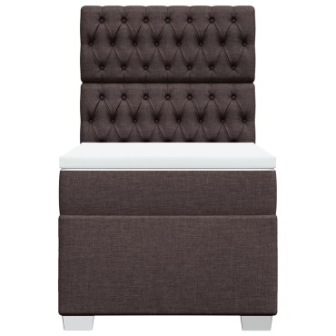 vidaXL Κρεβάτι Boxspring με Στρώμα Σκούρο Καφέ 100x200 εκ. Υφασμάτινο
