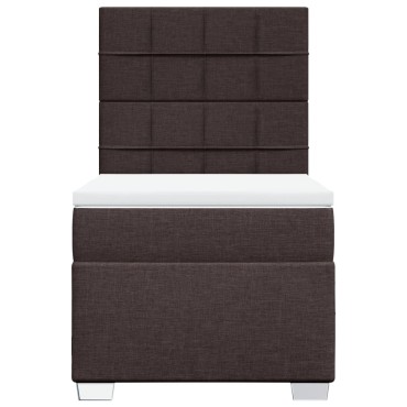 vidaXL Κρεβάτι Boxspring με Στρώμα Σκούρο Καφέ 100x200 εκ. Υφασμάτινο