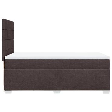 vidaXL Κρεβάτι Boxspring με Στρώμα Σκούρο Καφέ 100x200 εκ. Υφασμάτινο