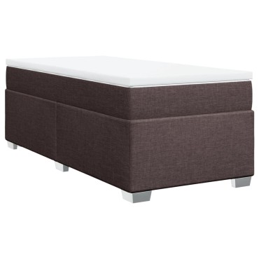 vidaXL Κρεβάτι Boxspring με Στρώμα Σκούρο Καφέ 100x200 εκ. Υφασμάτινο