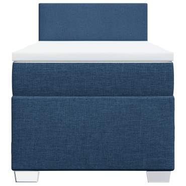 vidaXL Κρεβάτι Boxspring με Στρώμα Μπλε 100x200cm Υφασμάτινο 1 τεμ. - Μονό
