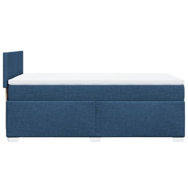 vidaXL Κρεβάτι Boxspring με Στρώμα Μπλε 100x200cm Υφασμάτινο 1 τεμ. - Μονό