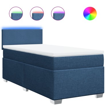 vidaXL Κρεβάτι Boxspring με Στρώμα Μπλε 100x200cm Υφασμάτινο 1 τεμ. - Μονό