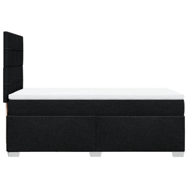 vidaXL Κρεβάτι Boxspring με Στρώμα Μαύρο 90x200 εκ. Υφασμάτινο