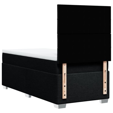 vidaXL Κρεβάτι Boxspring με Στρώμα Μαύρο 90x200 εκ. Υφασμάτινο