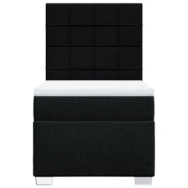 vidaXL Κρεβάτι Boxspring με Στρώμα Μαύρο 90x200 εκ. Υφασμάτινο