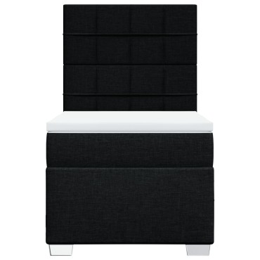 vidaXL Κρεβάτι Boxspring με Στρώμα Μαύρο 90x200 εκ. Υφασμάτινο