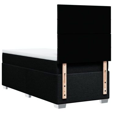 vidaXL Κρεβάτι Boxspring με Στρώμα Μαύρο 90x200 εκ. Υφασμάτινο