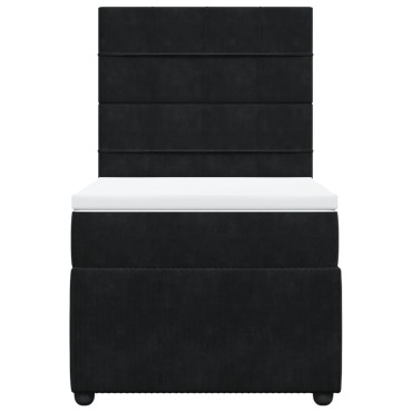 vidaXL Κρεβάτι Boxspring με Στρώμα Μαύρο 90x200 εκ. Βελούδινο