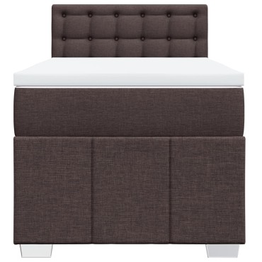 vidaXL Κρεβάτι Boxspring με Στρώμα Σκούρο Καφέ 100x200 εκ. Υφασμάτινο