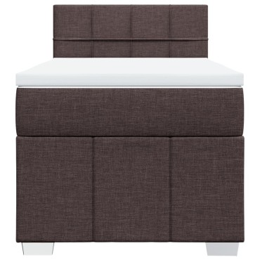 vidaXL Κρεβάτι Boxspring με Στρώμα Σκούρο Καφέ 100x200 εκ. Υφασμάτινο