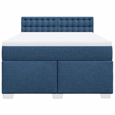 vidaXL Κρεβάτι Boxspring με Στρώμα Μπλε 140x200cm Υφασμάτινο 1 τεμ. - Διπλό
