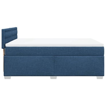 vidaXL Κρεβάτι Boxspring με Στρώμα Μπλε 140x200cm Υφασμάτινο 1 τεμ. - Διπλό
