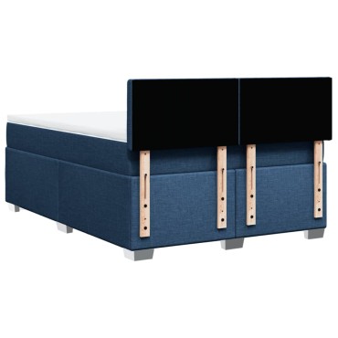 vidaXL Κρεβάτι Boxspring με Στρώμα Μπλε 140x200cm Υφασμάτινο 1 τεμ. - Διπλό