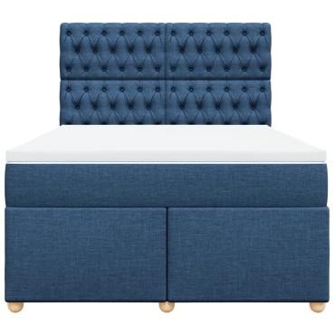 vidaXL Κρεβάτι Boxspring με Στρώμα Μπλε 140x200 εκ. Υφασμάτινο