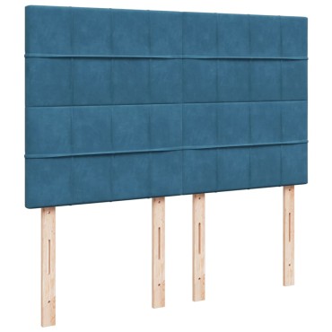 vidaXL Κρεβάτι Boxspring με Στρώμα Σκούρο Μπλε 140x200 εκ. Βελούδινο
