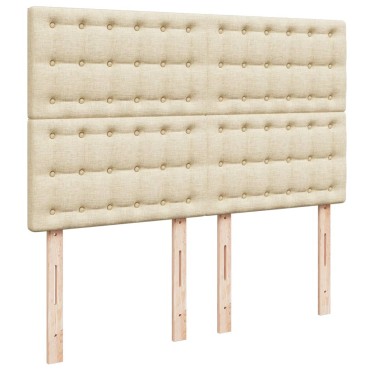 vidaXL Κρεβάτι Boxspring με Στρώμα Κρεμ 140x200 εκ. Υφασμάτινο